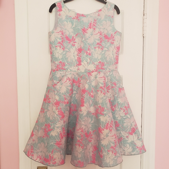 Zoe Ltd Turquoise and Pink Pocket Special Occasion Girls' Dress. Size Girls 14 - Picture 10 of 10